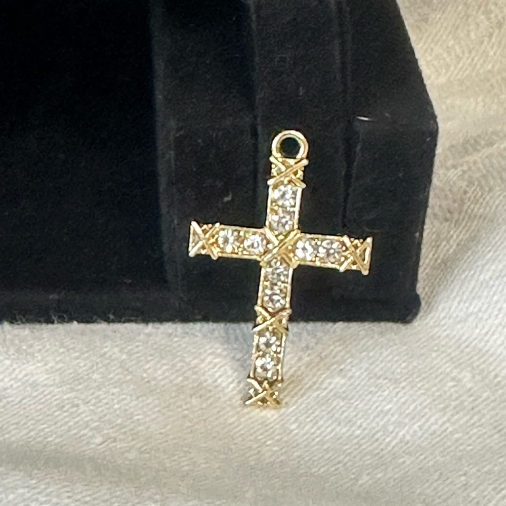 Zircon cross charm for bracelet or necklace boho chic contemporary jewelry